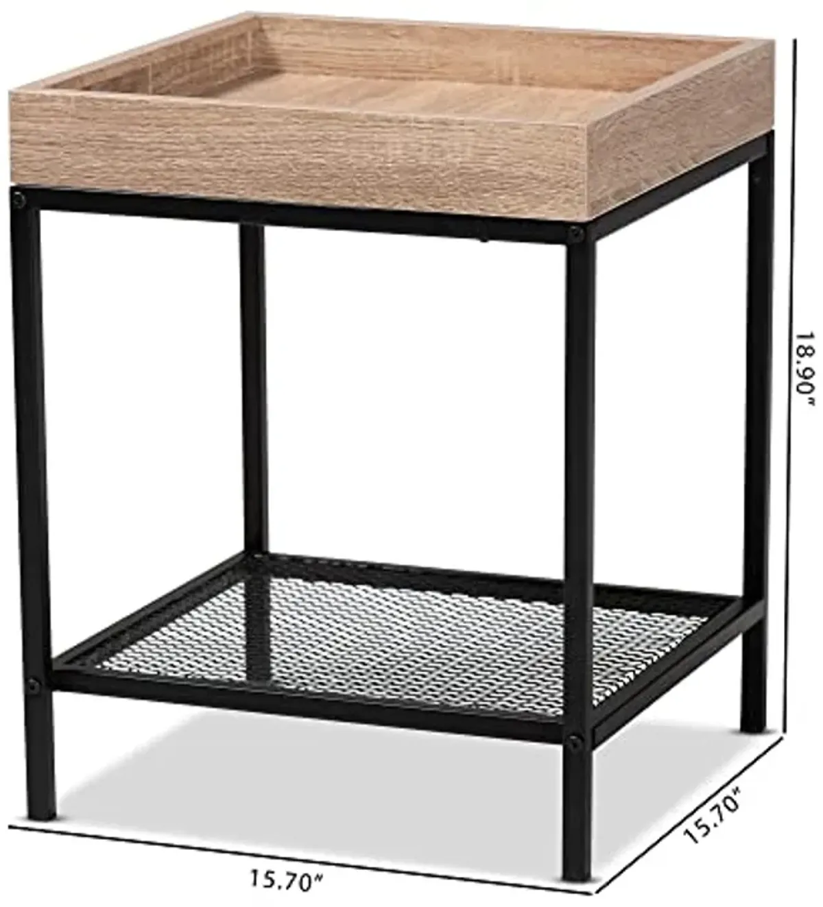 Baxton Studio Overton End Table, One Size, Oak Brown/Black