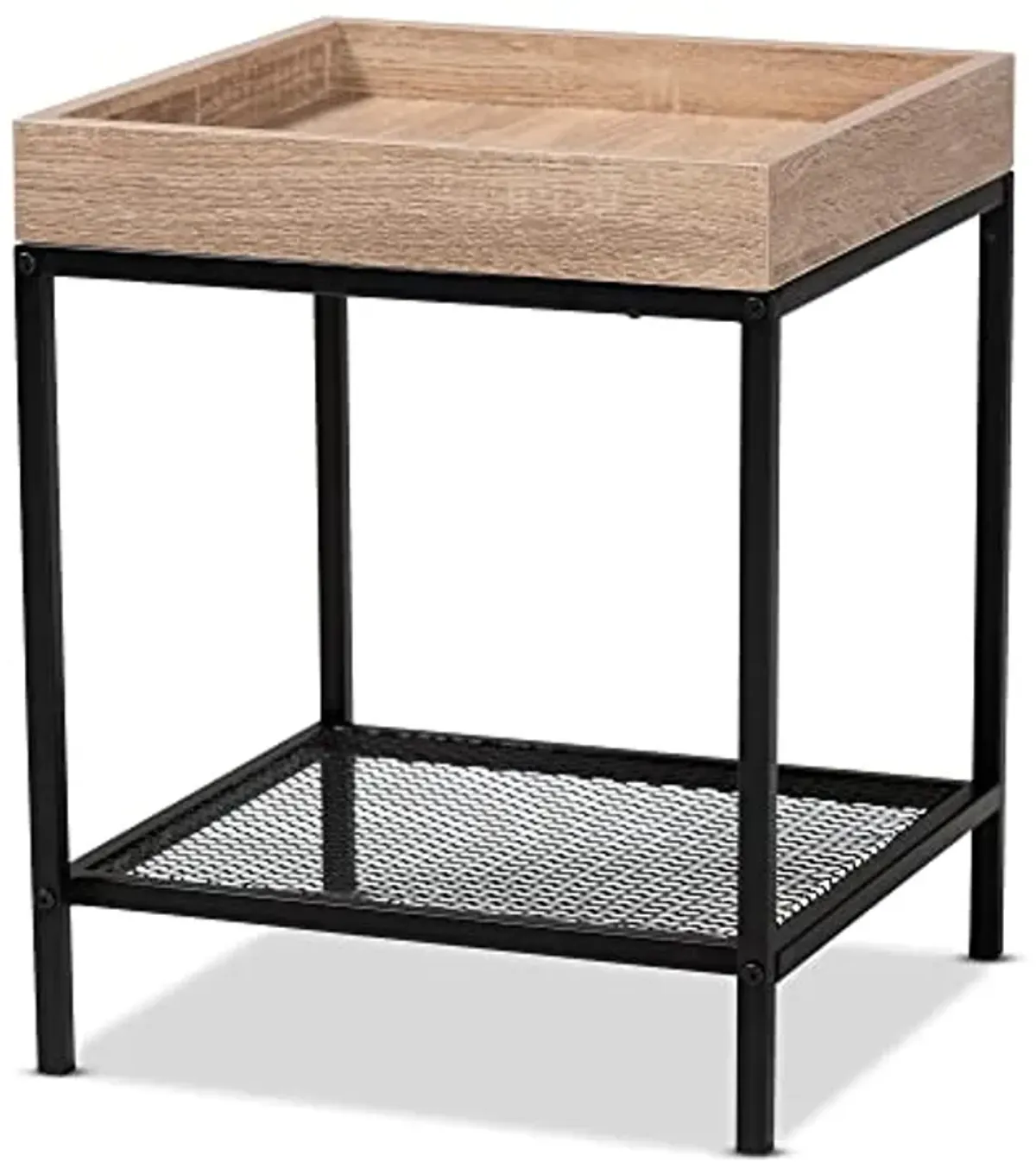 Baxton Studio Overton End Table, One Size, Oak Brown/Black