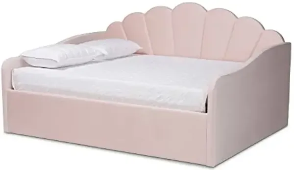 Baxton Studio Timila Modern and Contemporary Light Pink Velvet Fabric Upholstered Full Size Daybed