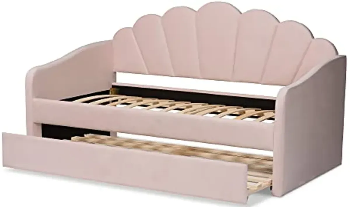 Baxton Studio Timila, Twin Size Daybed/Twin Size Trundle, Light Pink