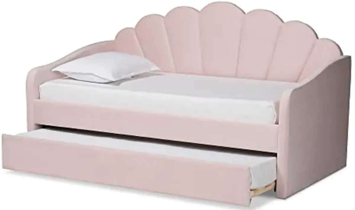 Baxton Studio Timila, Twin Size Daybed/Twin Size Trundle, Light Pink