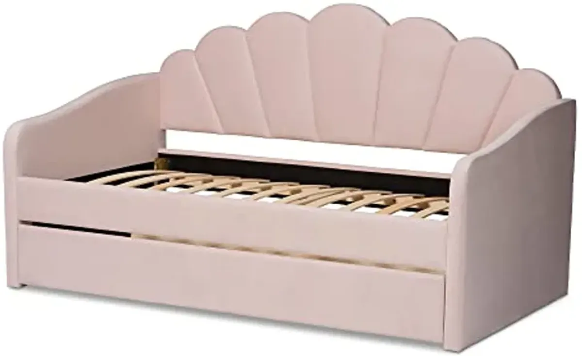 Baxton Studio Timila, Twin Size Daybed/Twin Size Trundle, Light Pink