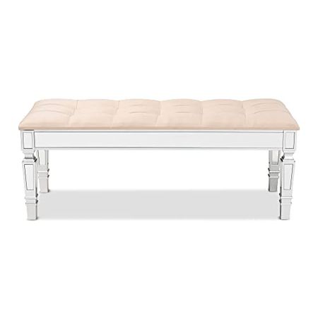Baxton Studio Hedia Benche & Banquette, One Size, Beige/Silver