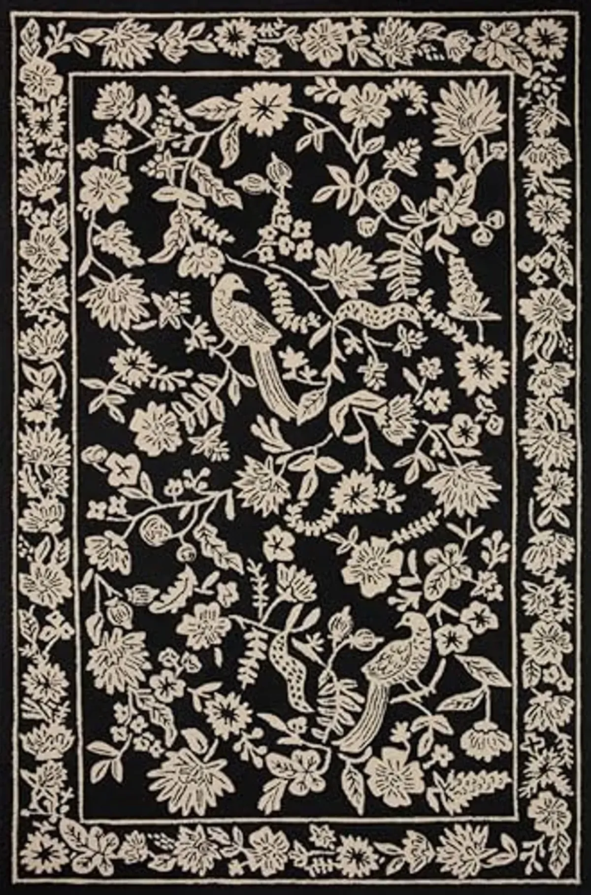 Loloi Rifle Paper Co. x Arboretum Black 2'-3" x 3'-9" Accent Rug