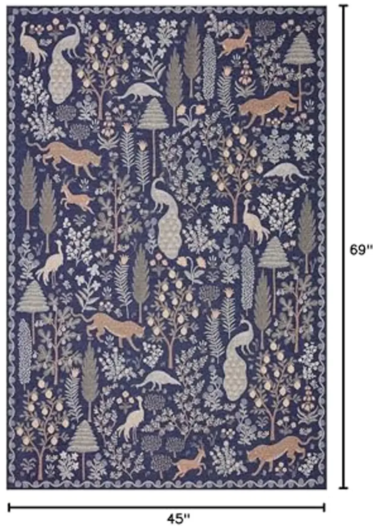 Loloi Rifle Paper Co Menagerie Navy 3'-9" x 5'-9" Accent Rug