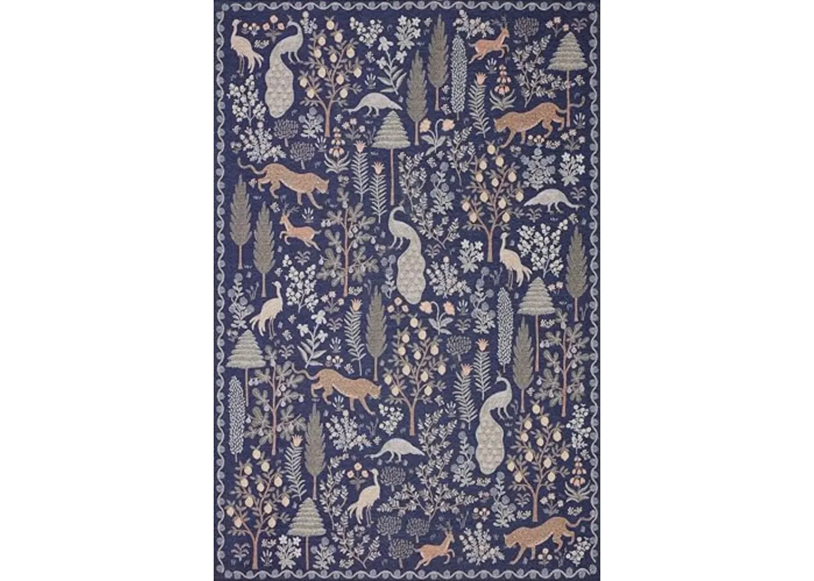 Loloi Rifle Paper Co Menagerie Navy 3'-9" x 5'-9" Accent Rug