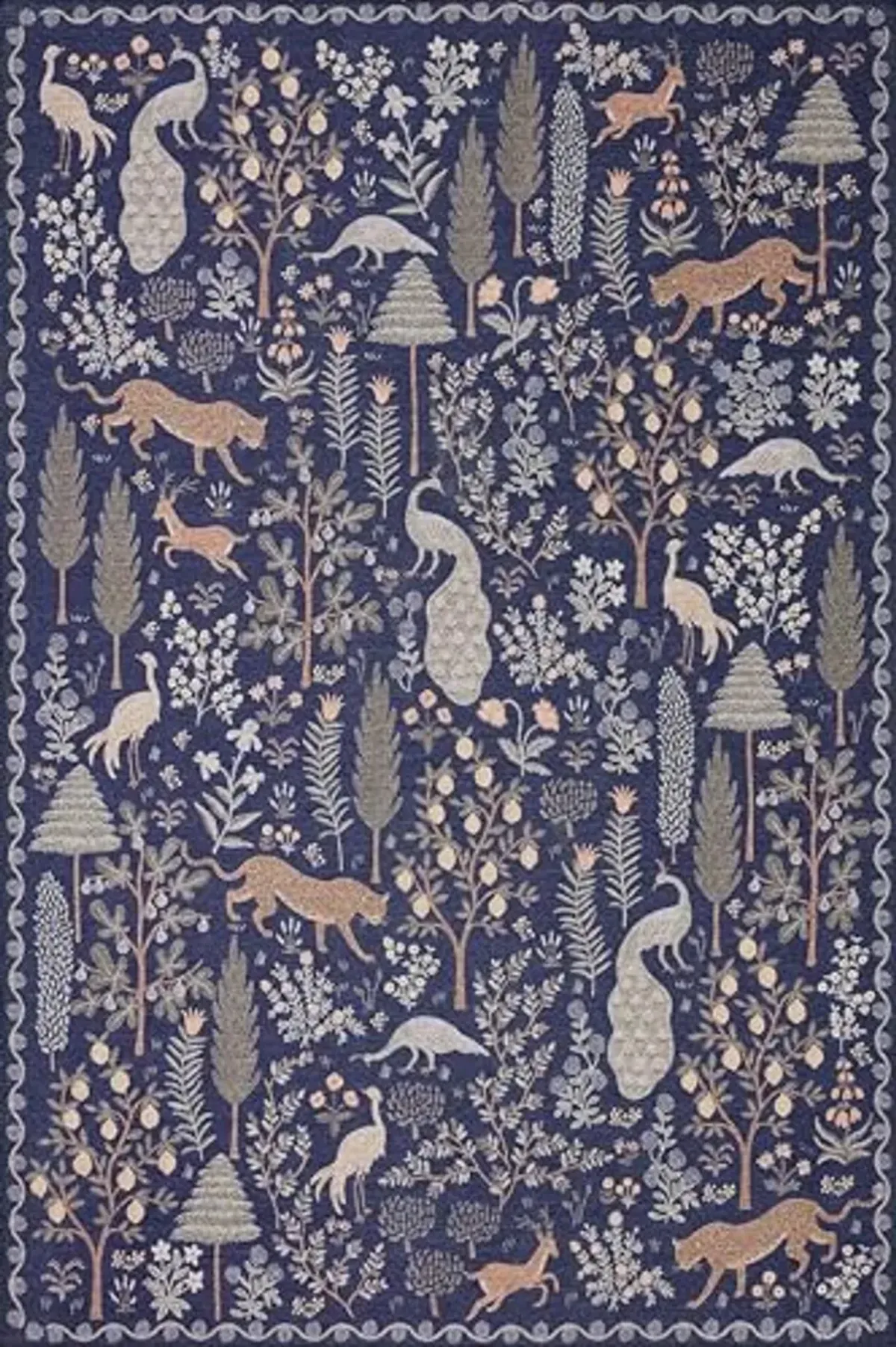 Loloi Rifle Paper Co Menagerie Navy 3'-9" x 5'-9" Accent Rug