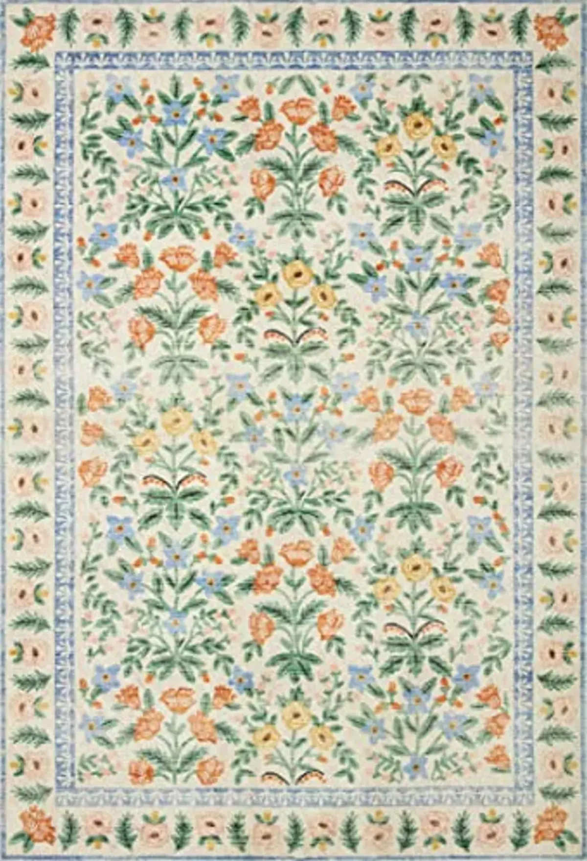 Loloi Rifle Paper Co. x Eden Collection EDE-02 Mughal Garden Cream 2'-6" x 11'-6" Runner Rug