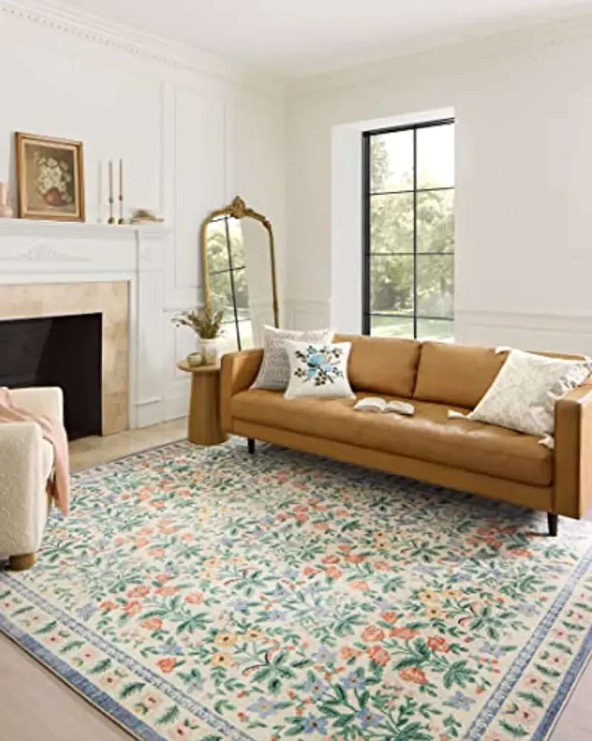 Loloi Rifle Paper Co. x Eden Collection EDE-02 Mughal Garden Cream 2'-6" x 11'-6" Runner Rug