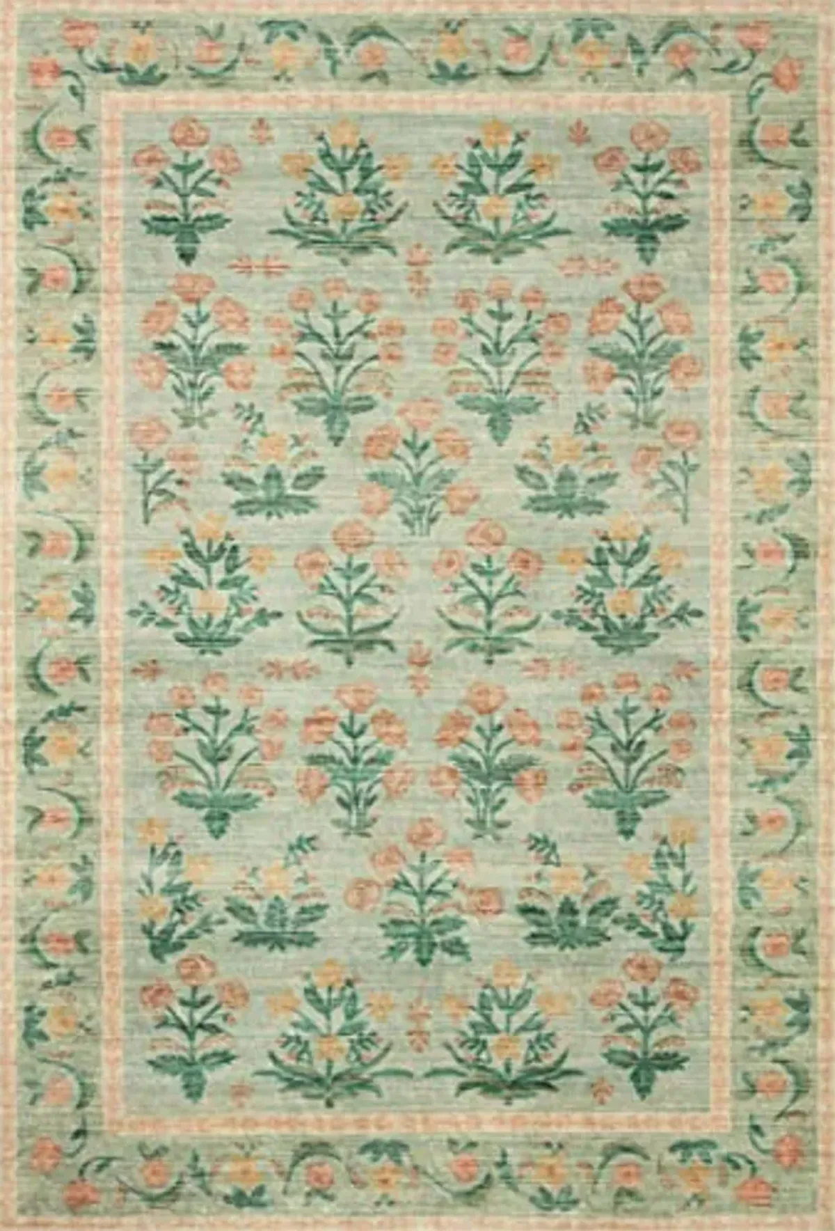 Loloi Rifle Paper Co. x Eden Collection EDE-01 Mughal Rose Moss 2'-3" x 3'-9" Accent Rug