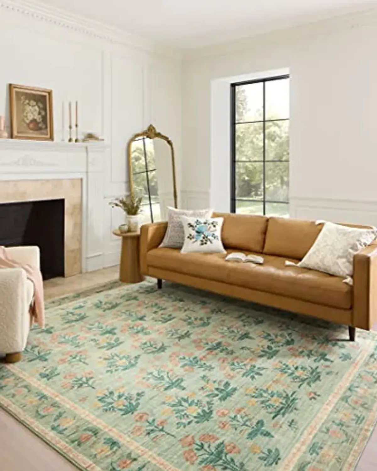 Loloi Rifle Paper Co. x Eden Collection EDE-01 Mughal Rose Moss 2'-3" x 3'-9" Accent Rug