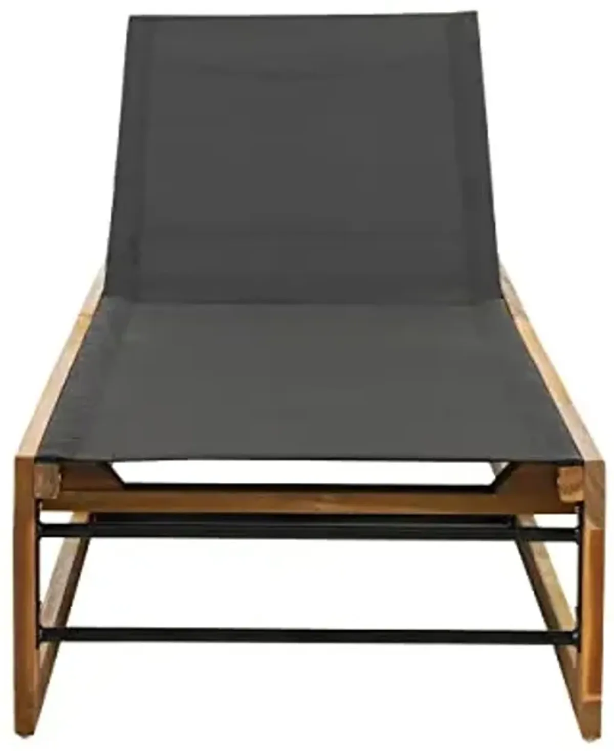 Emile Outdoor Adjustable Chaise Lounge - Mesh and Wood - Black/Teak