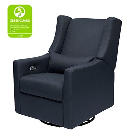Babyletto Kiwi Electronic Power Recliner and Swivel Glider with USB Port in Performance Navy Eco-Weave, Water Repellent & Stain Resistant, Greenguard Gold and CertiPUR-US Certified