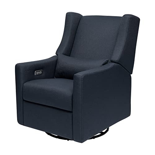 Babyletto Kiwi Electronic Power Recliner and Swivel Glider with USB Port in Performance Navy Eco-Weave, Water Repellent & Stain Resistant, Greenguard Gold and CertiPUR-US Certified