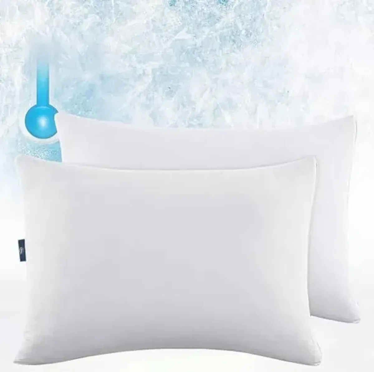 Serta Power Chill Cooling Soft/Medium Down Alternative Bed Pillows for Side, Stomach or Back Sleepers (2 Pack), King, White