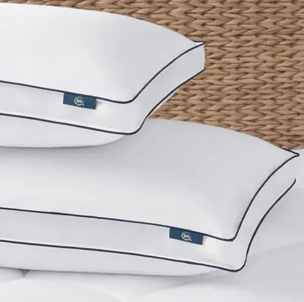 Serta Ocean Breeze Breathable Medium/Firm Bed Pillow for Side, Back, and Stomach Sleepers, Sustainable Fiber Fill and Tencel Cover (1 Pack), Queen, White