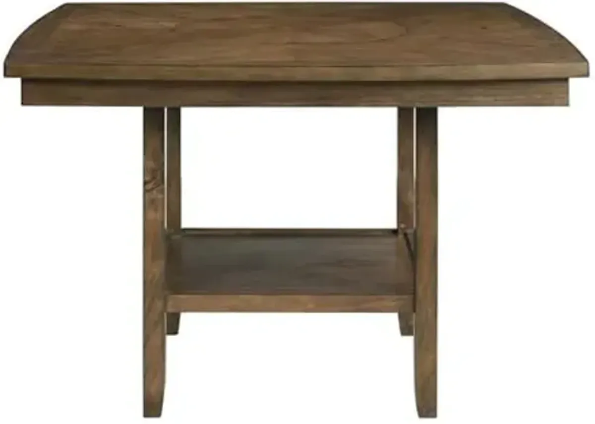 Homelegance Lexicon Balin Counter Height Wood Dining Table with Lazy Susan in Oak