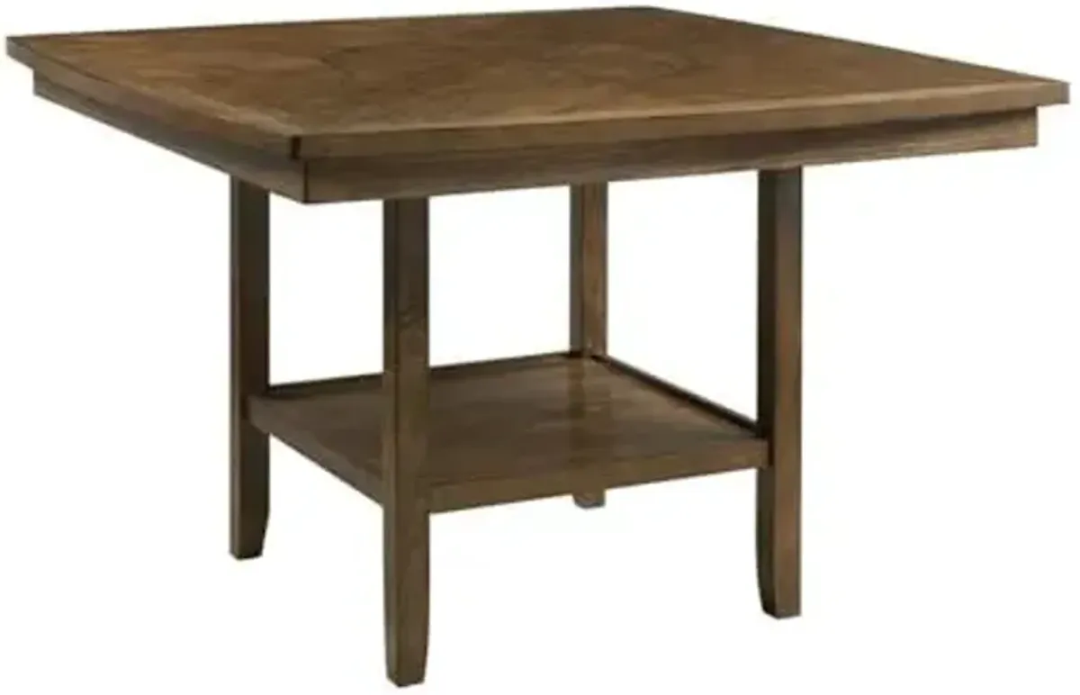 Homelegance Lexicon Balin Counter Height Wood Dining Table with Lazy Susan in Oak