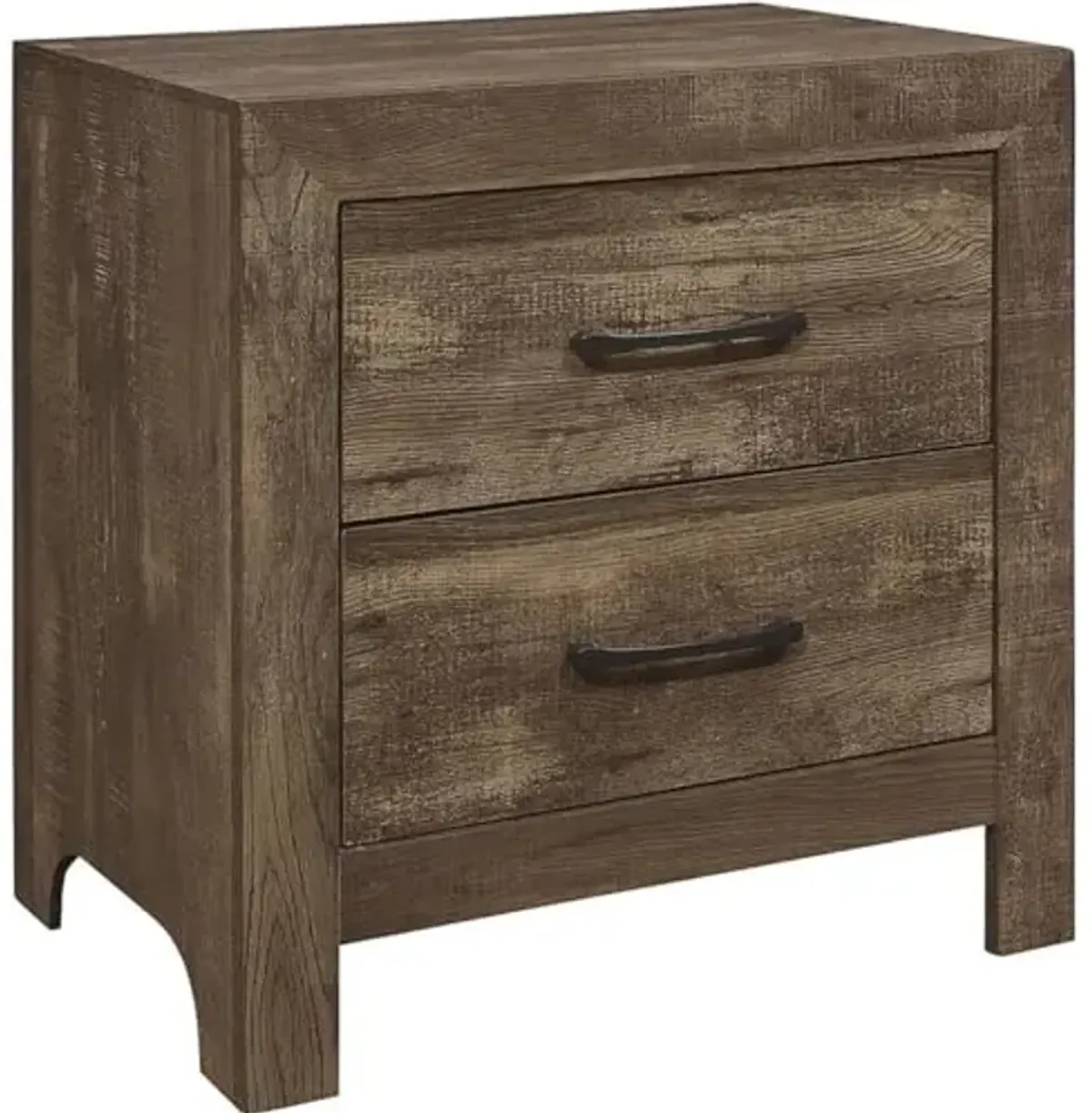 Lexicon Wood 2 Drawer Nightstand in Rustic Brown