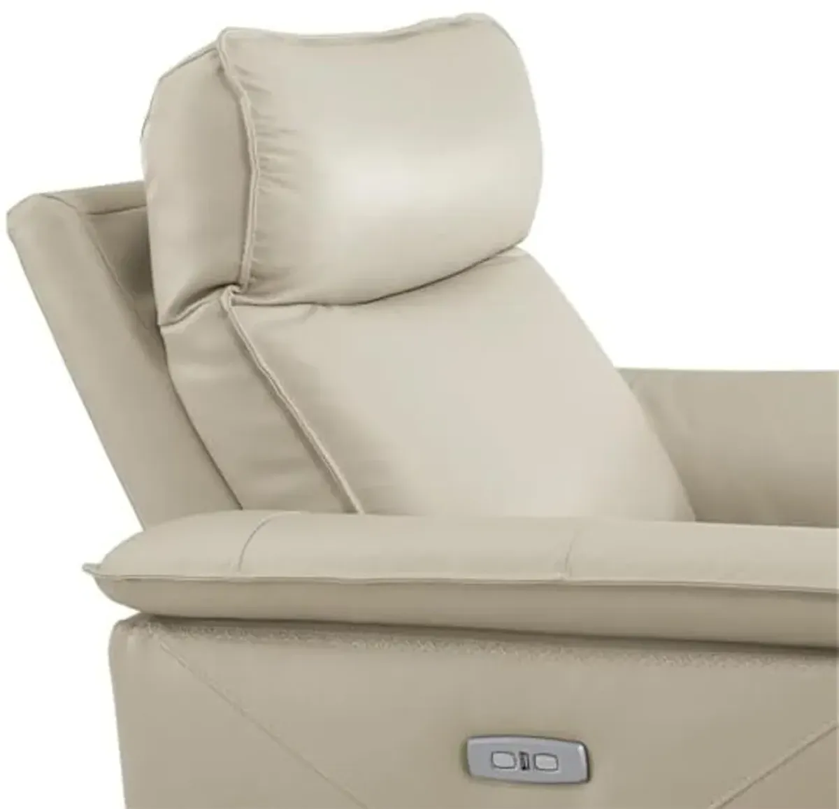 Lexicon Maroni Wood & Leather Power Reclining Chair with Power Headrest in Beige