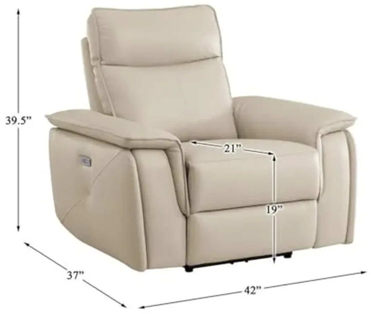 Lexicon Maroni Wood & Leather Power Reclining Chair with Power Headrest in Beige