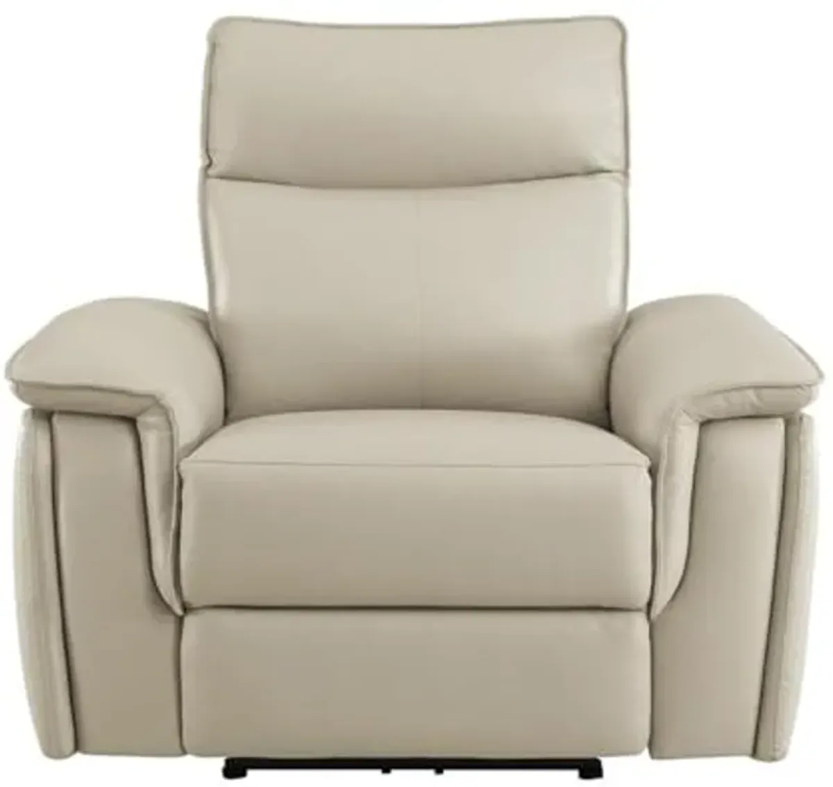 Lexicon Maroni Wood & Leather Power Reclining Chair with Power Headrest in Beige