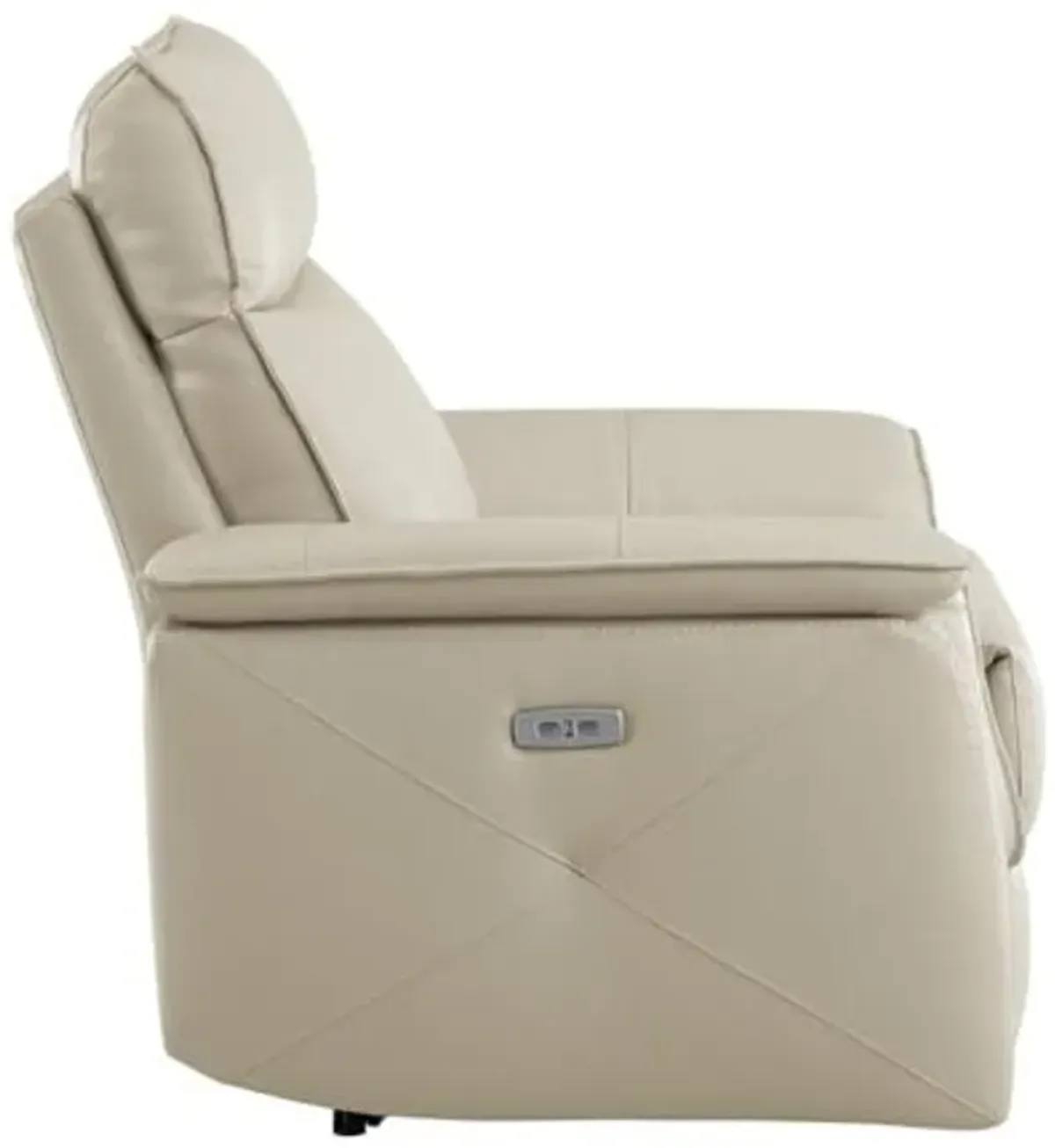 Lexicon Maroni Wood & Leather Power Reclining Chair with Power Headrest in Beige