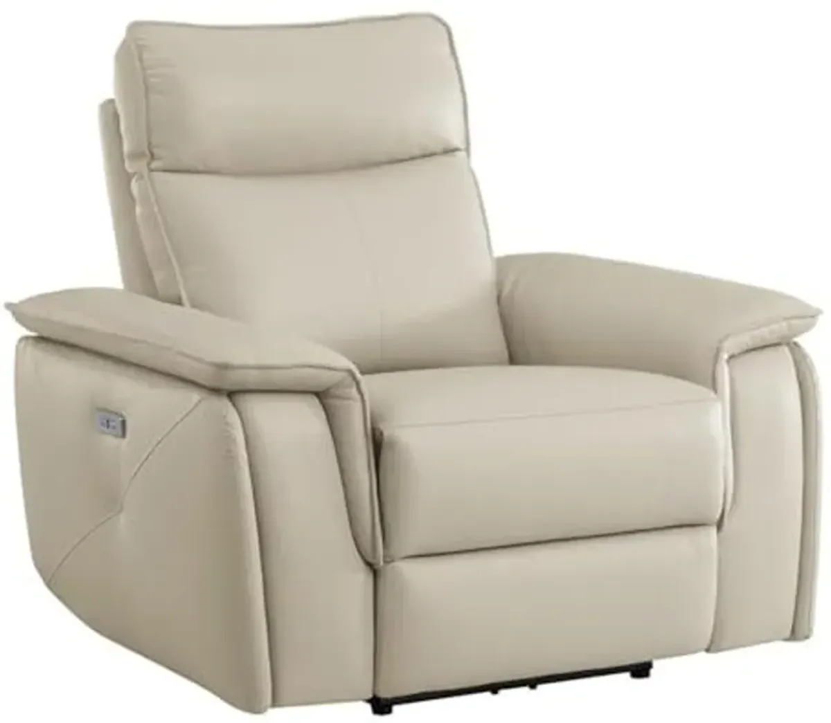 Lexicon Maroni Wood & Leather Power Reclining Chair with Power Headrest in Beige