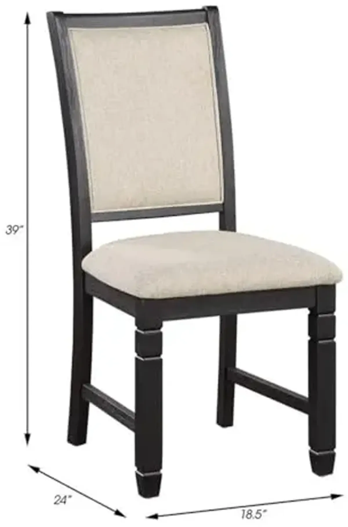 Lexicon 19.5" Fabric Dining Room Side Chair in Beige/Black (Set of 2)