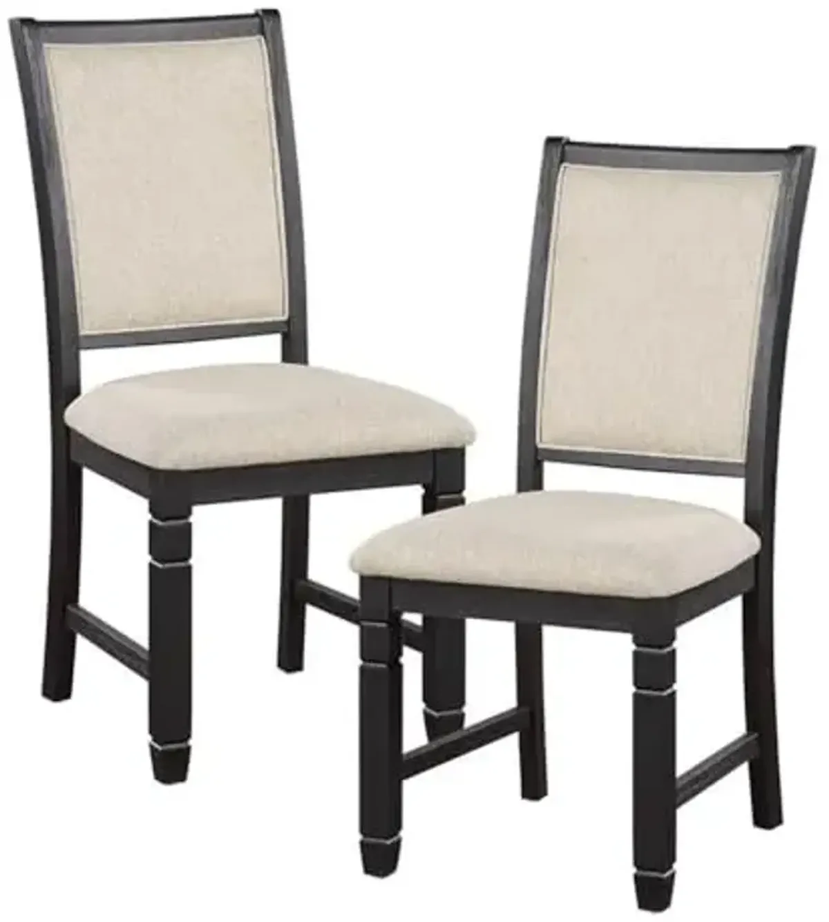 Lexicon 19.5" Fabric Dining Room Side Chair in Beige/Black (Set of 2)