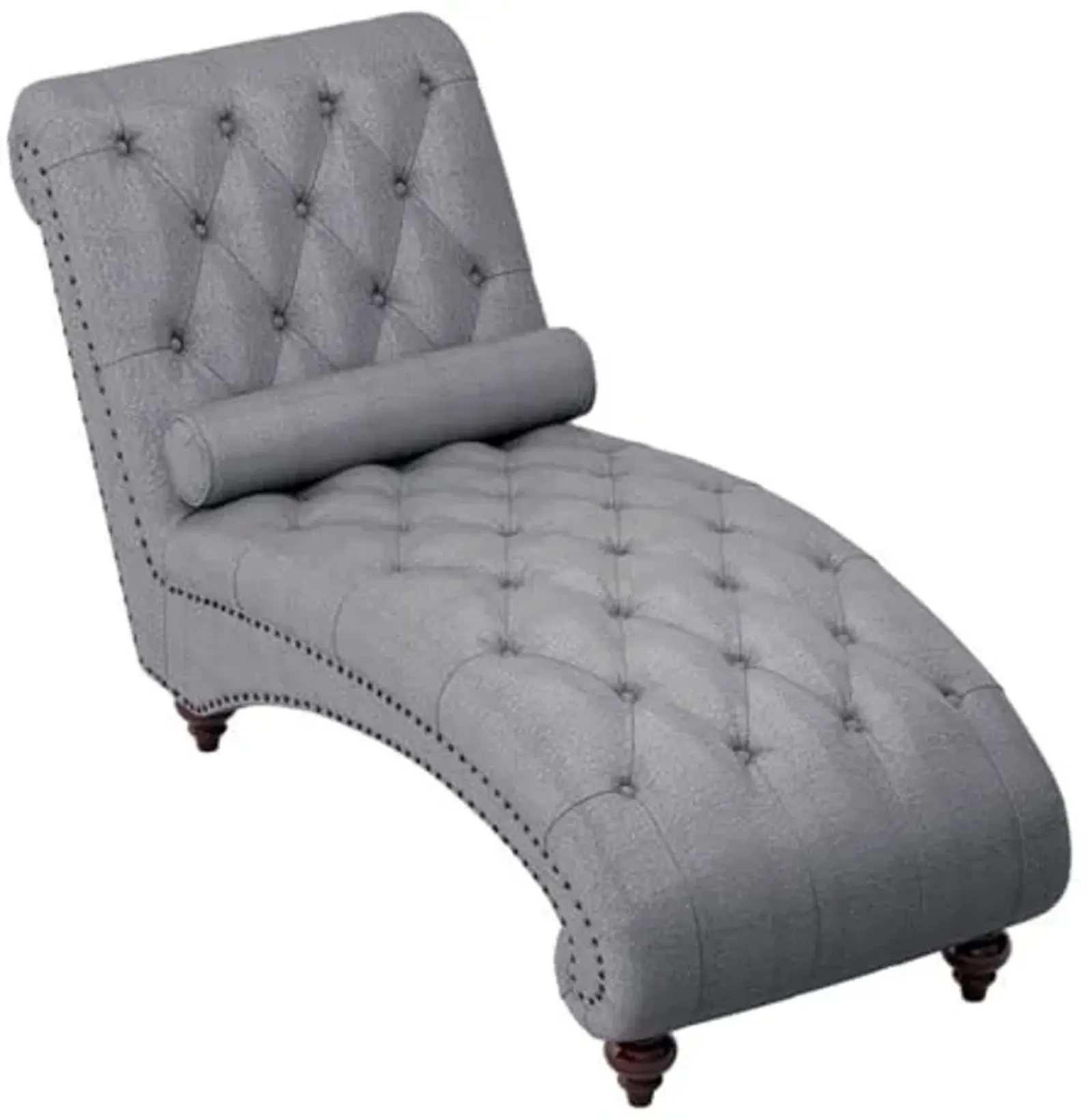 Lexicon Bonne Wood & Fabric Chaise with 1 Bolster Pillow in Dark Gray