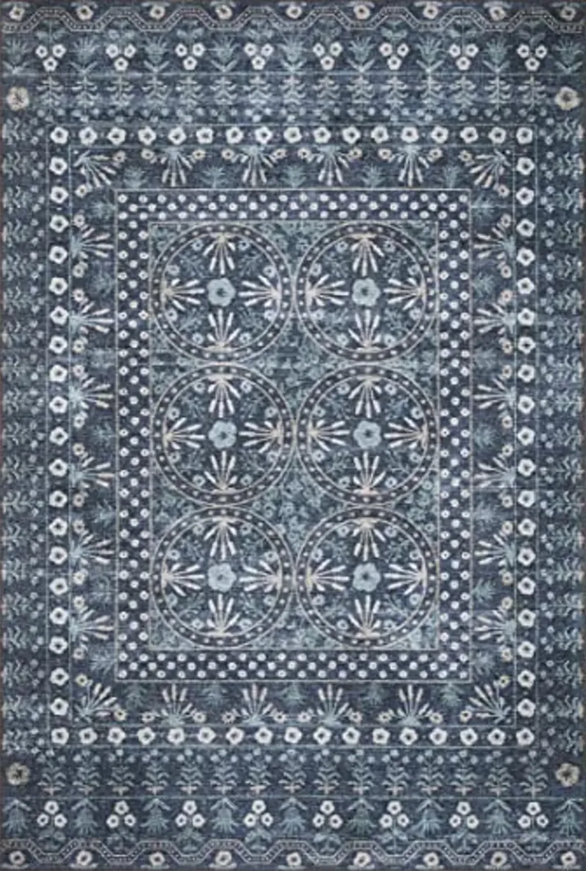 Loloi Rifle Paper Co. Maison Collection MAO-03 Rosette Blue 7'-6" x 9'-6", .19" Pile Height, Area Rug