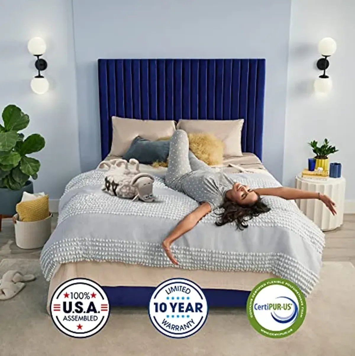 Serta Gel Foam - 10.5" Clarks Hill Firm Twin Mattress, Comfortable, Cooling, Supportive, CertiPur-US Certified, White/Blue