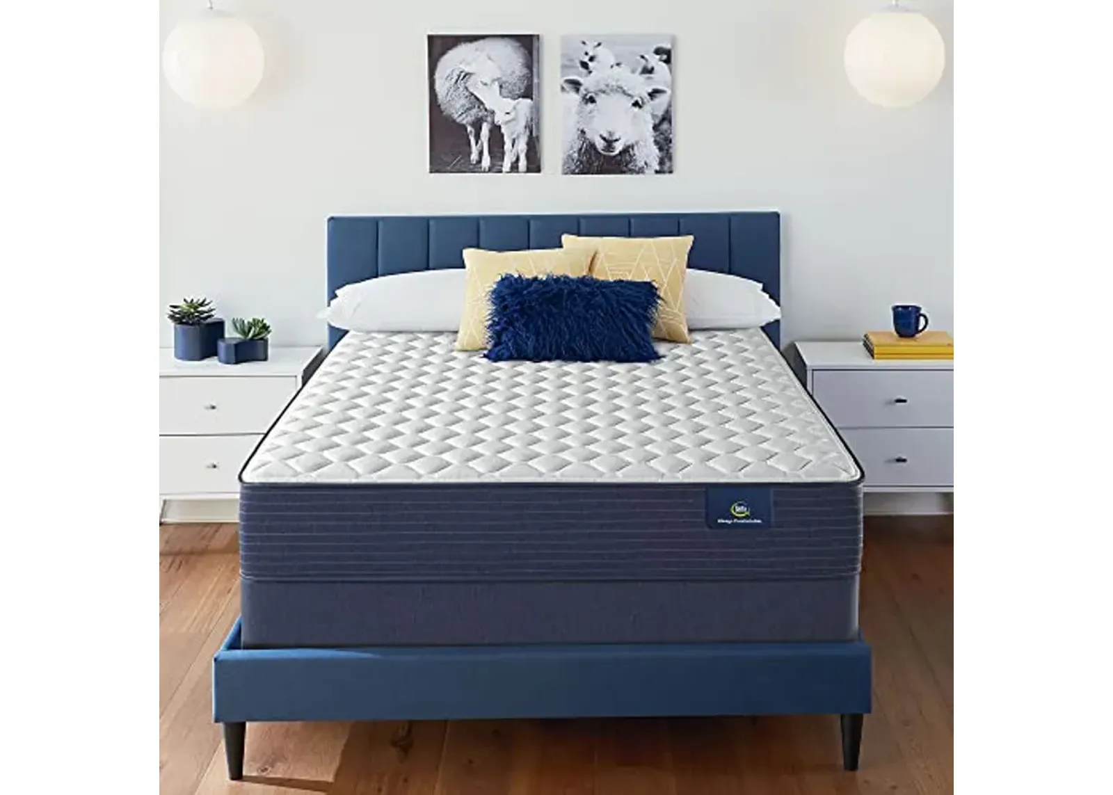 Serta Gel Foam - 10.5" Clarks Hill Firm Twin Mattress, Comfortable, Cooling, Supportive, CertiPur-US Certified, White/Blue