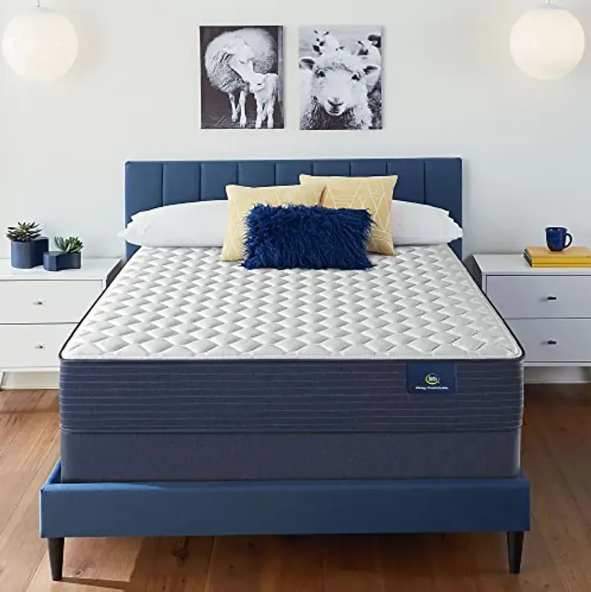 Serta Gel Foam - 10.5" Clarks Hill Firm Twin Mattress, Comfortable, Cooling, Supportive, CertiPur-US Certified, White/Blue