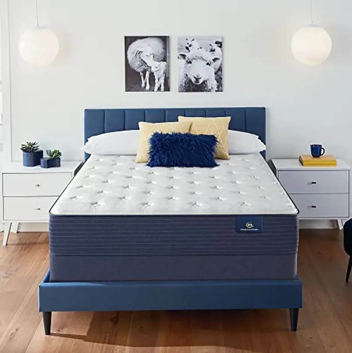 Serta - 11" Clarks Hill Plush Twin XL Mattress, Comfortable, Cooling, Supportive, CertiPur-US Certified,White/Blue