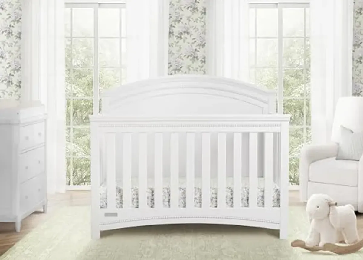 Delta Children Simmons Kids SlumberTime Emma 4-in-1 Convertible Baby Crib N More - Greenguard Gold Certified, Bianca White