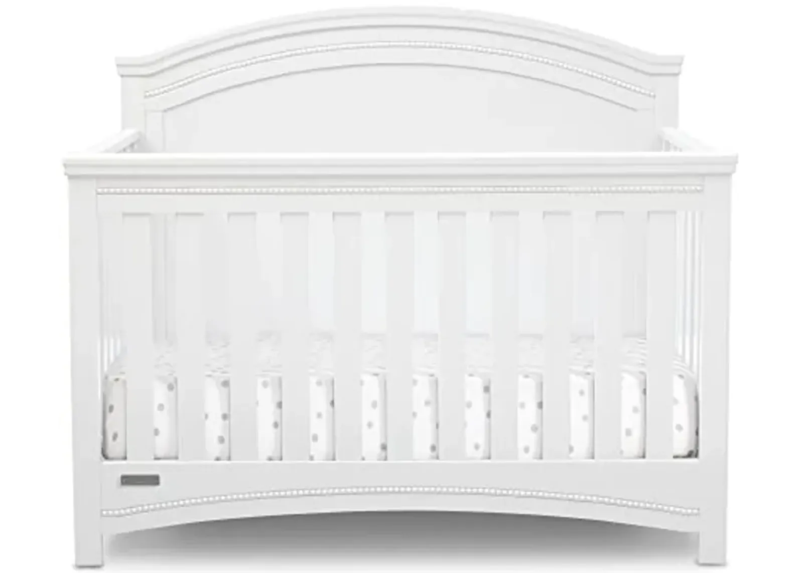 Delta Children Simmons Kids SlumberTime Emma 4-in-1 Convertible Baby Crib N More - Greenguard Gold Certified, Bianca White