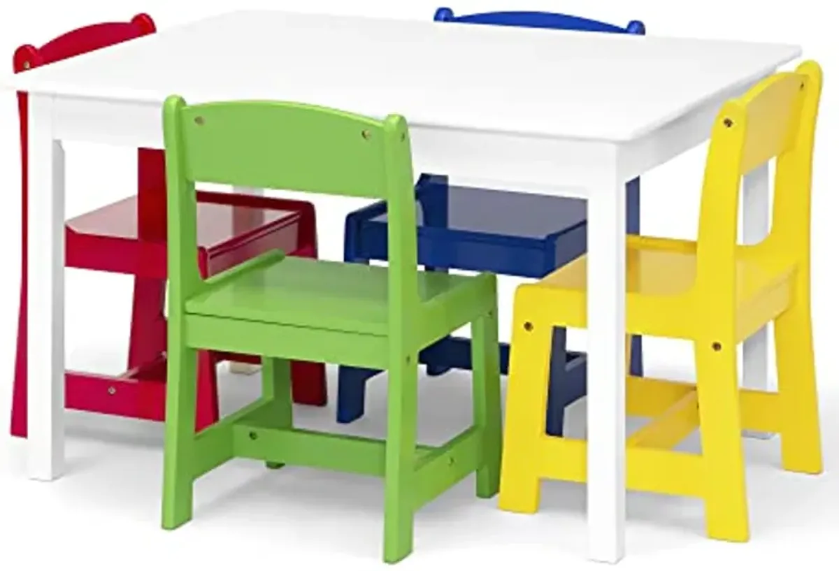 Delta Children Mysize Table with 4 Chairs, Bianca White/Primary