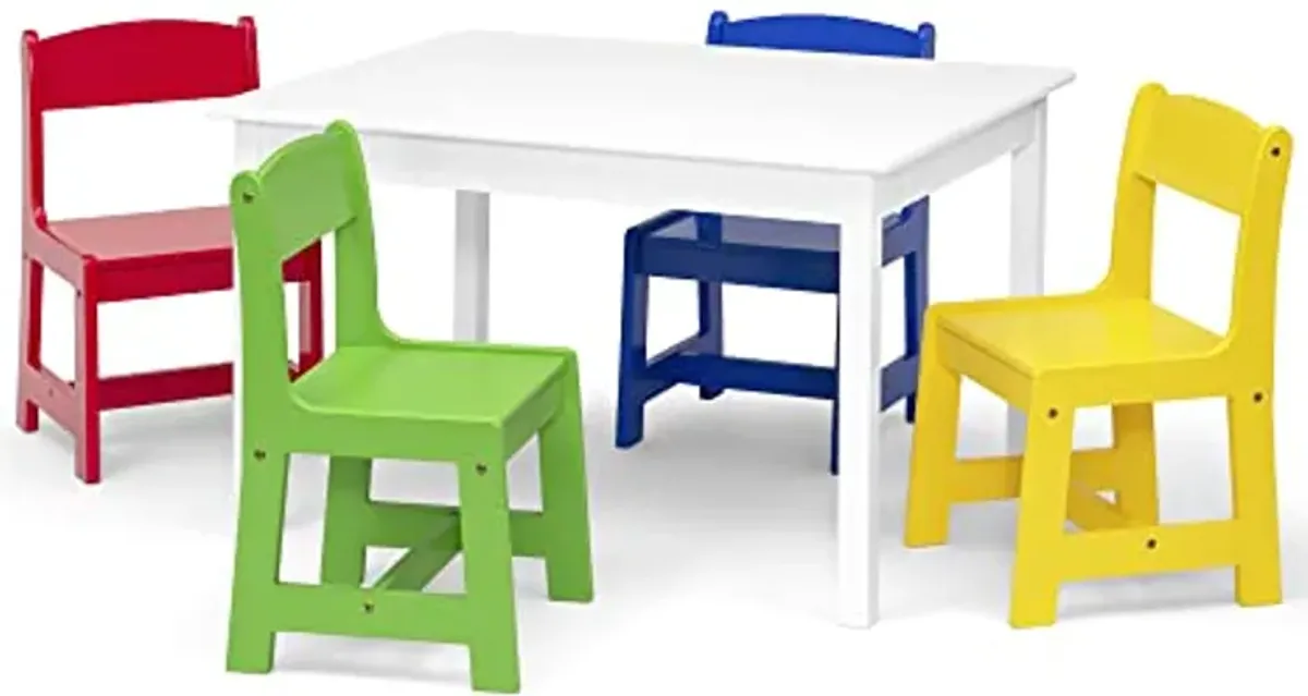 Delta Children Mysize Table with 4 Chairs, Bianca White/Primary