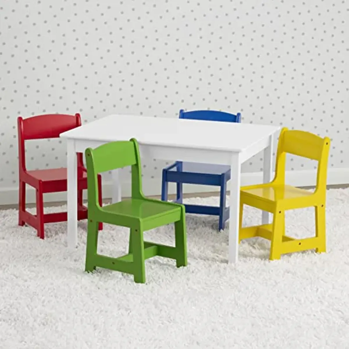 Delta Children Mysize Table with 4 Chairs, Bianca White/Primary