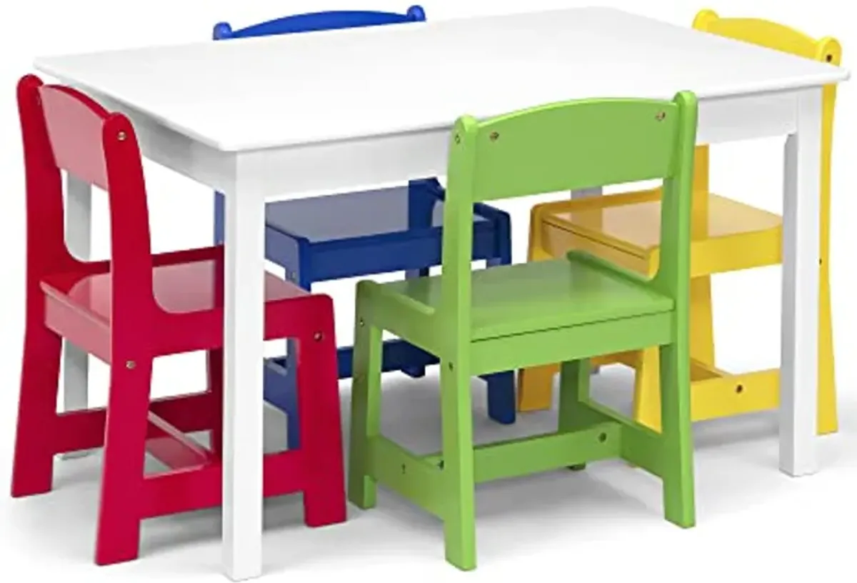 Delta Children Mysize Table with 4 Chairs, Bianca White/Primary