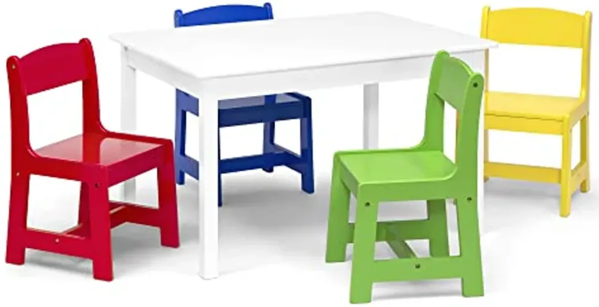 Delta Children Mysize Table with 4 Chairs, Bianca White/Primary