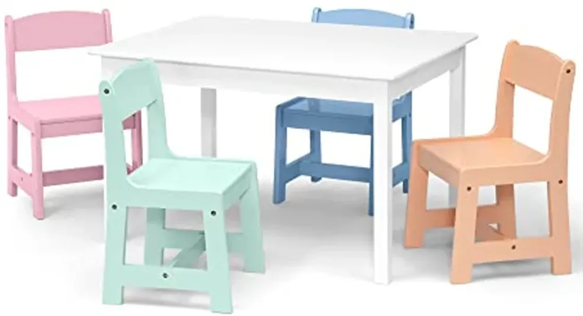 Delta Children MySize Kids Table with 4 Chairs, Bianca White/Pastel