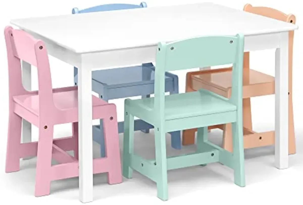 Delta Children MySize Kids Table with 4 Chairs, Bianca White/Pastel