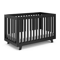 Storkcraft Beckett 3-in-1 Convertible Crib (Black) – Converts from Baby Crib to Toddler Bed and Daybed, Fits Standard Full-Size Crib Mattress, Adjustable Mattress Support Base
