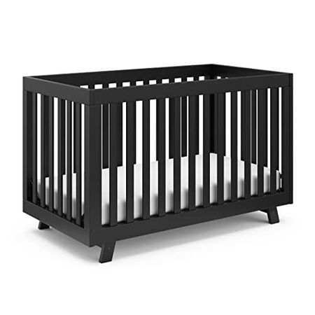 Storkcraft Beckett 3-in-1 Convertible Crib (Black) – Converts from Baby Crib to Toddler Bed and Daybed, Fits Standard Full-Size Crib Mattress, Adjustable Mattress Support Base