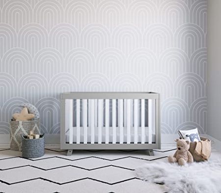 Storkcraft Beckett 3-in-1 Convertible Crib (Pebble Gray with White Slats) – Converts from Baby Crib to Toddler Bed and Daybed, Fits Standard Full-Size Crib Mattress, Adjustable Mattress Support Base