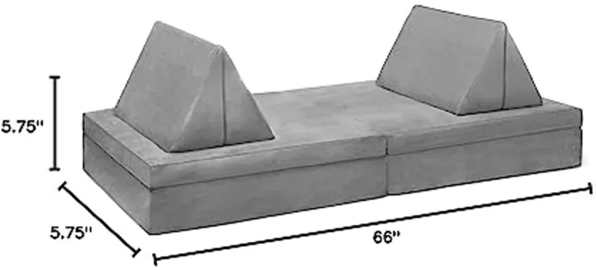 Delta Children Cozee 4-Piece Lounger and Play Set Sofa/Couch, Grey