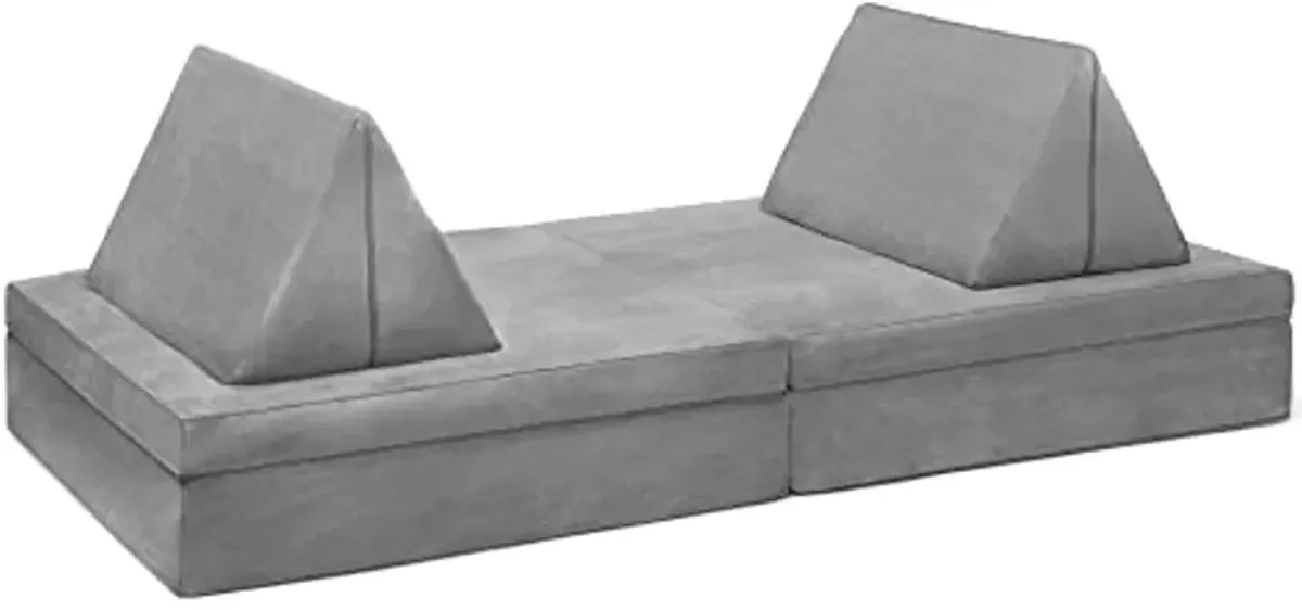 Delta Children Cozee 4-Piece Lounger and Play Set Sofa/Couch, Grey